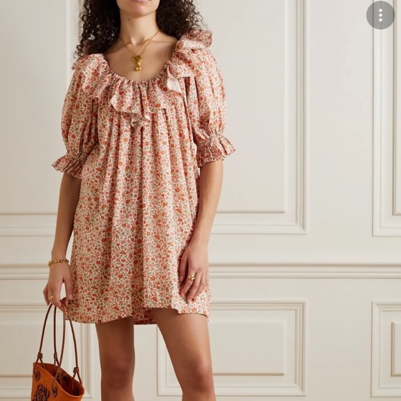 SOLD Doen Chime Ruffled Floral Liberty Fabric Dress Size XS DOEN - Picture 4 of 16